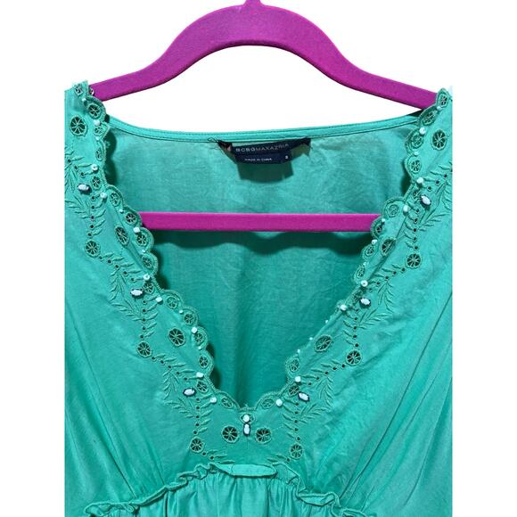 BCBGMaxAzria Celedon Eyelet Embroidered Cotton Sundress | Boho Western | Size 2 - Picture 3 of 7